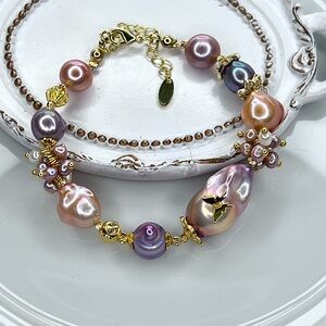 Handmade Freshwater Edison Flameball Pearl Butterfly Bracelet Unicorn